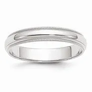 10k White Gold 4mm Milgrain Half Round Wedding Band Ring