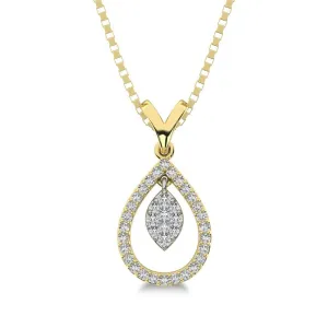 10K Yellow Gold 1/5 Ct.Tw. Diamond Pear Shape Pendant with Dangler