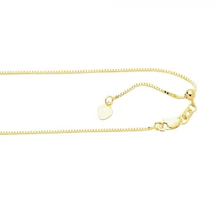 10k Yellow Gold Adjustable Box Chain, 22"