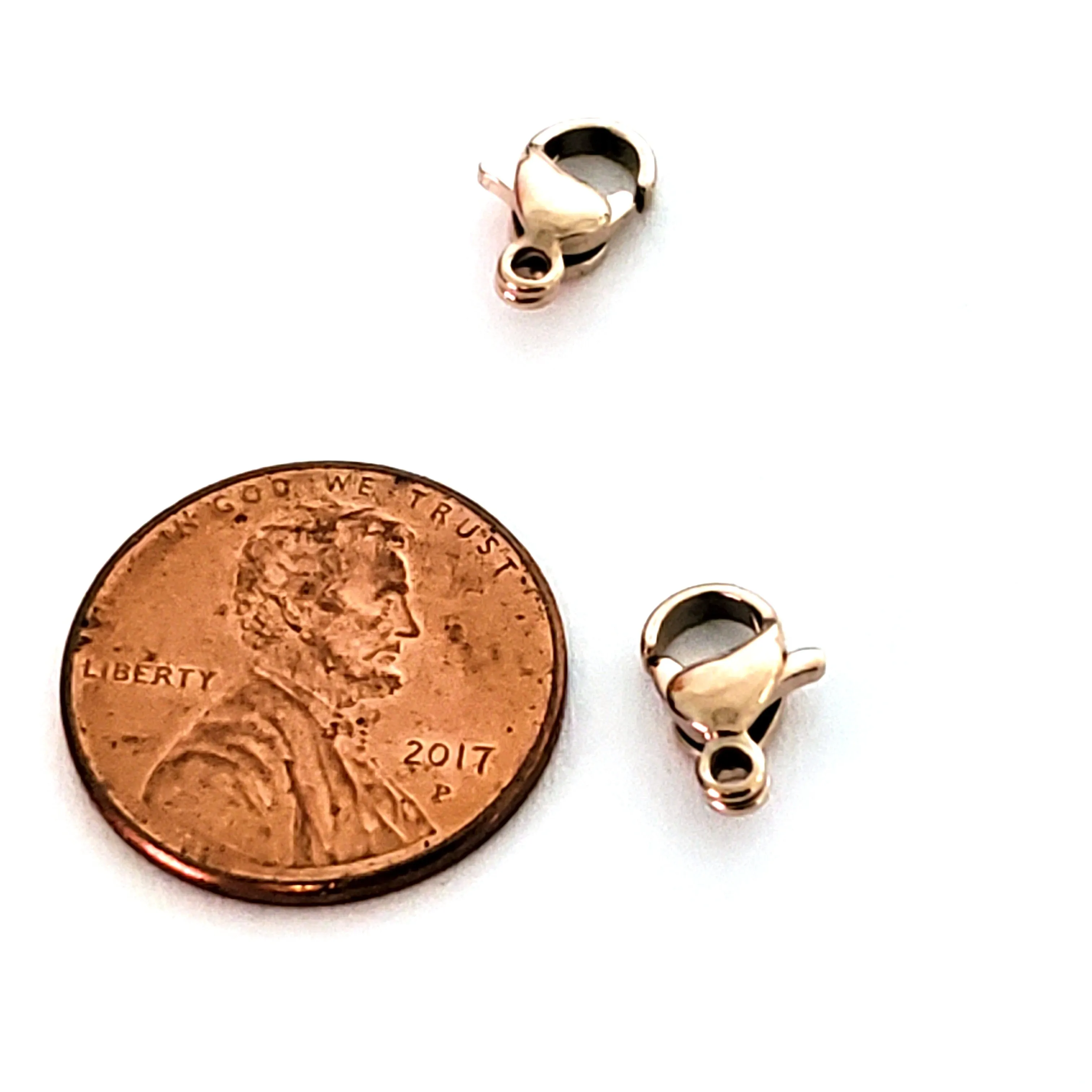 10mm Rose Gold Lobster Clasps, Stainless Steel Real Rose Gold Plated, Lot Size 50 Clasps, #1330 RG