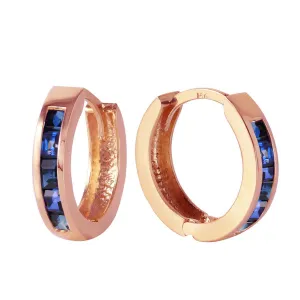 1.3 Carat 14K Solid Rose Gold Hoop Earrings Natural Sapphire