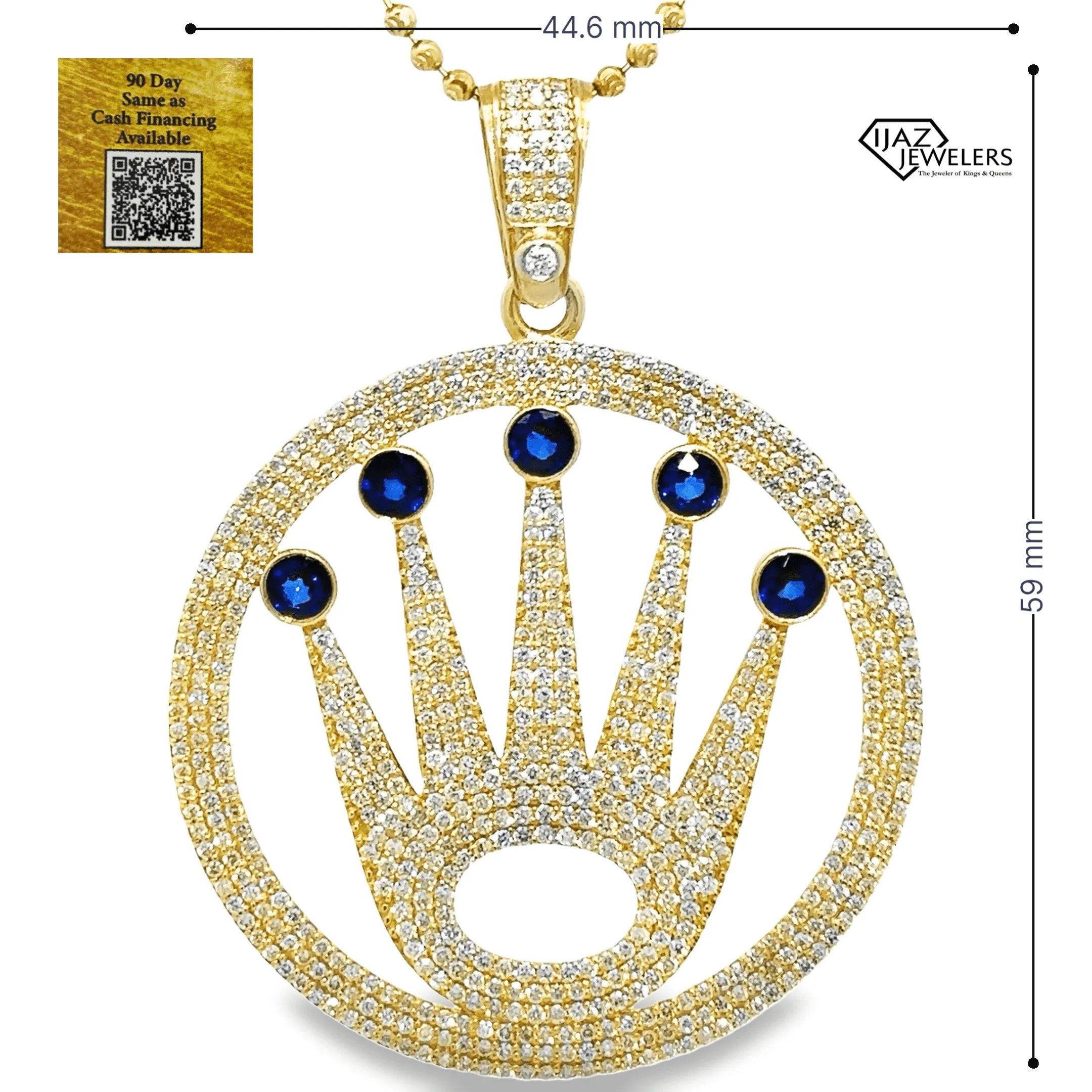 14K Gold Diamond And Sapphire Crown Charm