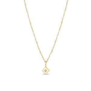 14k Princess Diamond Nugget Pendant Necklace