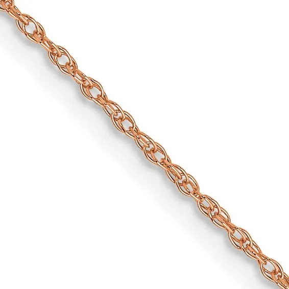 14K Rose Gold 0.7mm Loose Rope Chain with Spring Ring Clasp