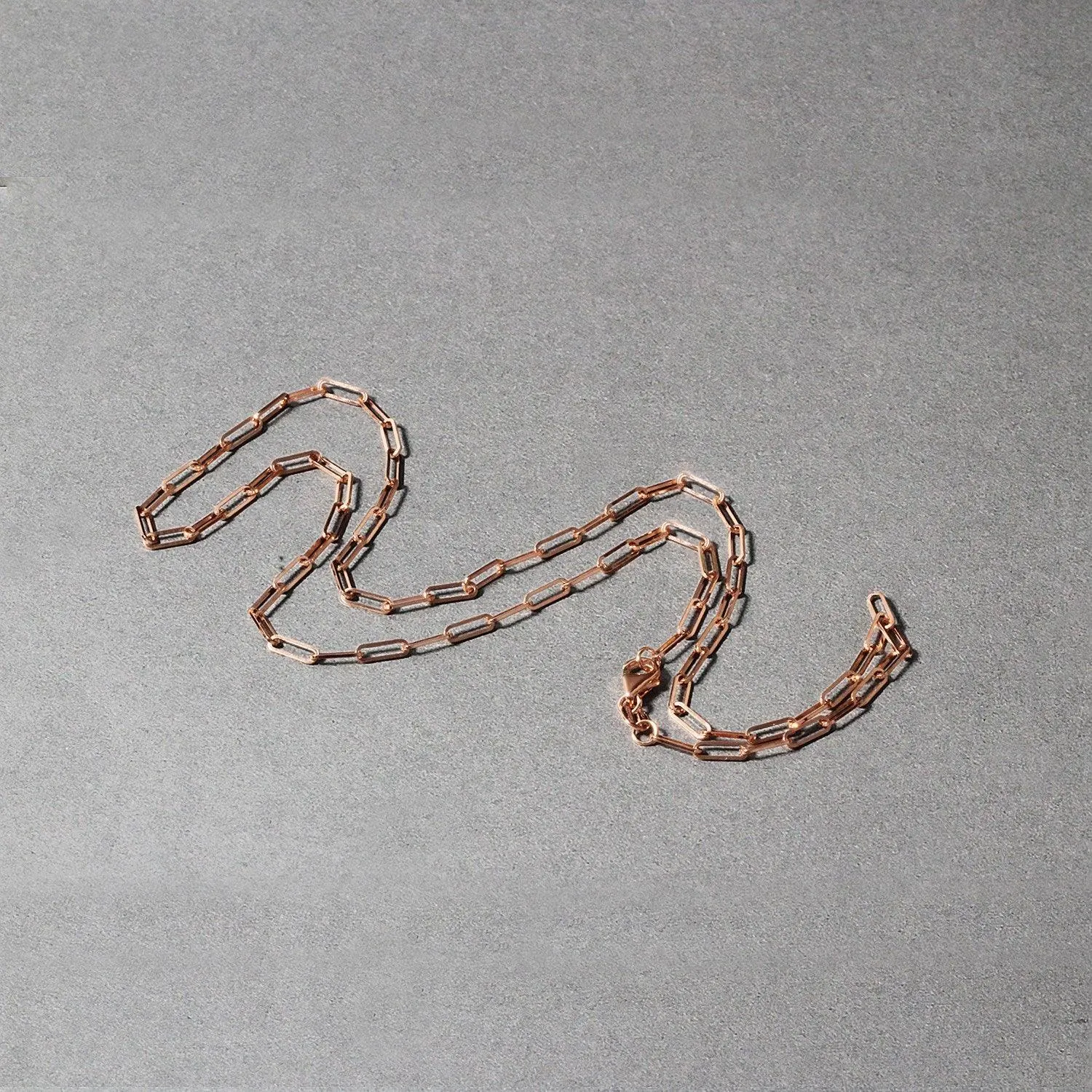 14K Rose Gold Delicate Paperclip Chain (2.1mm)