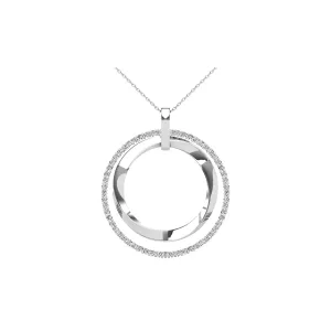 14K White Gold 1/2 Ct.Tw. Diamond Double Frame Pendant