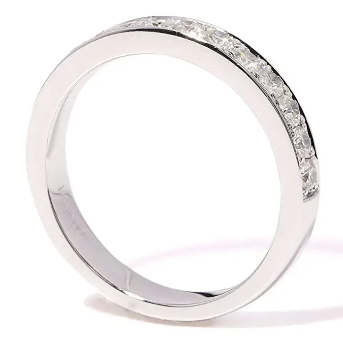 14k White Gold Moissanite Half Eternity / Wedding Band 0.45ct Total