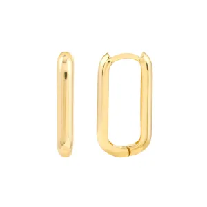 14K Yellow Gold 20mm Oblong Hoop Earrings