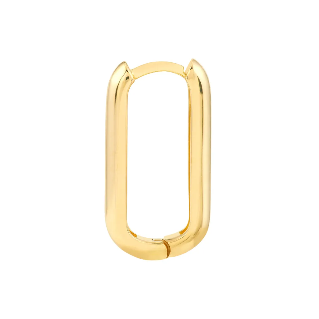 14K Yellow Gold 20mm Oblong Hoop Earrings