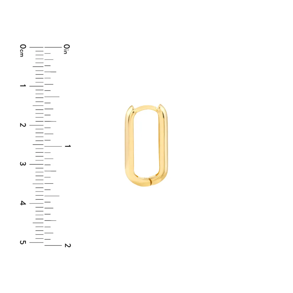 14K Yellow Gold 20mm Oblong Hoop Earrings