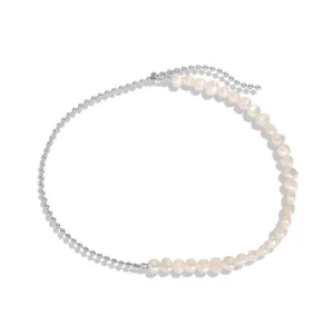 36cm-45cm Mixed Bead Chain & Freshwater Pearl Choker Necklace