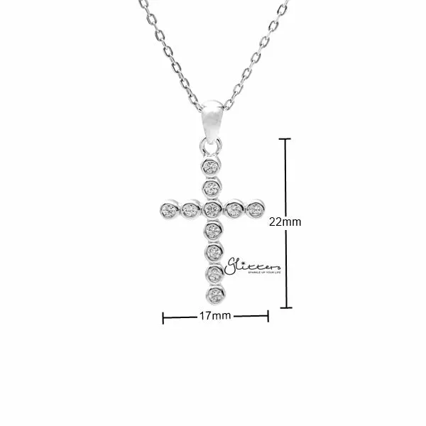 925 Sterling Silver C.Z Cross Pendant Necklace