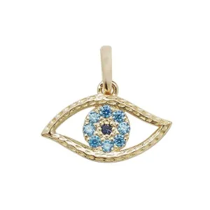 9ct Yellow Gold Evil Blue Eye Zirconia Pendant PN1003