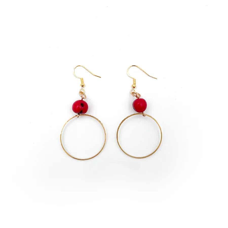 Acai Hoop Earrings in Red