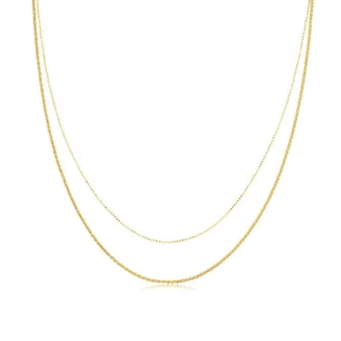 Acotis Silver Gold Plated Multichain Necklace G3405GP