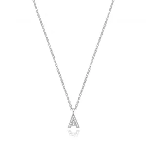 Acotis Silver Necklace Rhodium Plated Zirconia Initial G3395/A