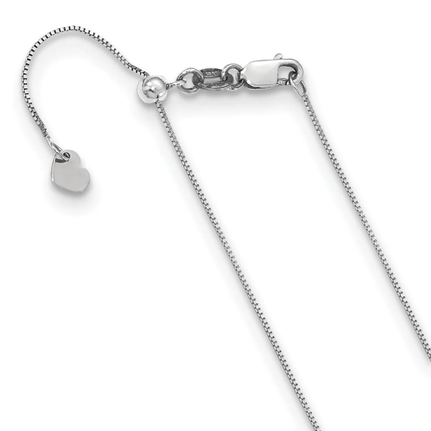 Adjustable 10K White Gold Baby Box Chain