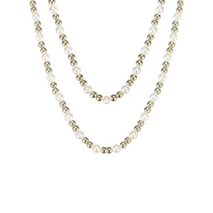 Adorned Pearl Beaded Necklace in Gold