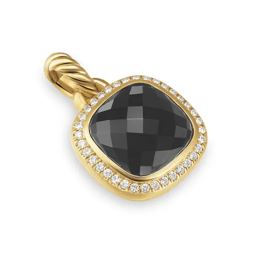 Albion Pendant in 18K Yellow Gold with Black Onyx and Diamonds, 11mm