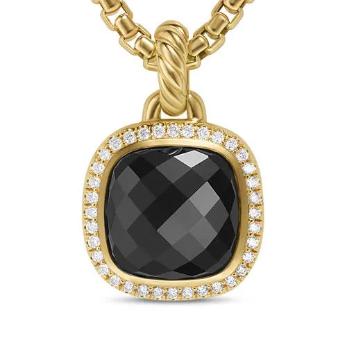 Albion Pendant in 18K Yellow Gold with Black Onyx and Diamonds, 11mm