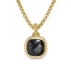 Albion Pendant in 18K Yellow Gold with Black Onyx and Diamonds, 11mm