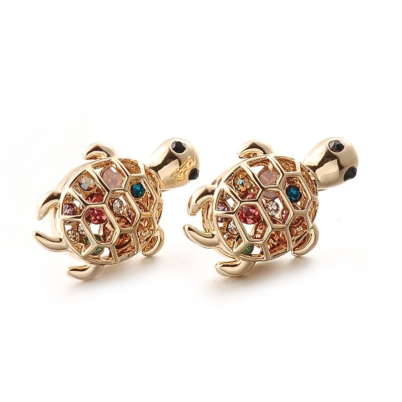 Animal Jewelry Tortoise Stud Earrings For Women in Gold Color