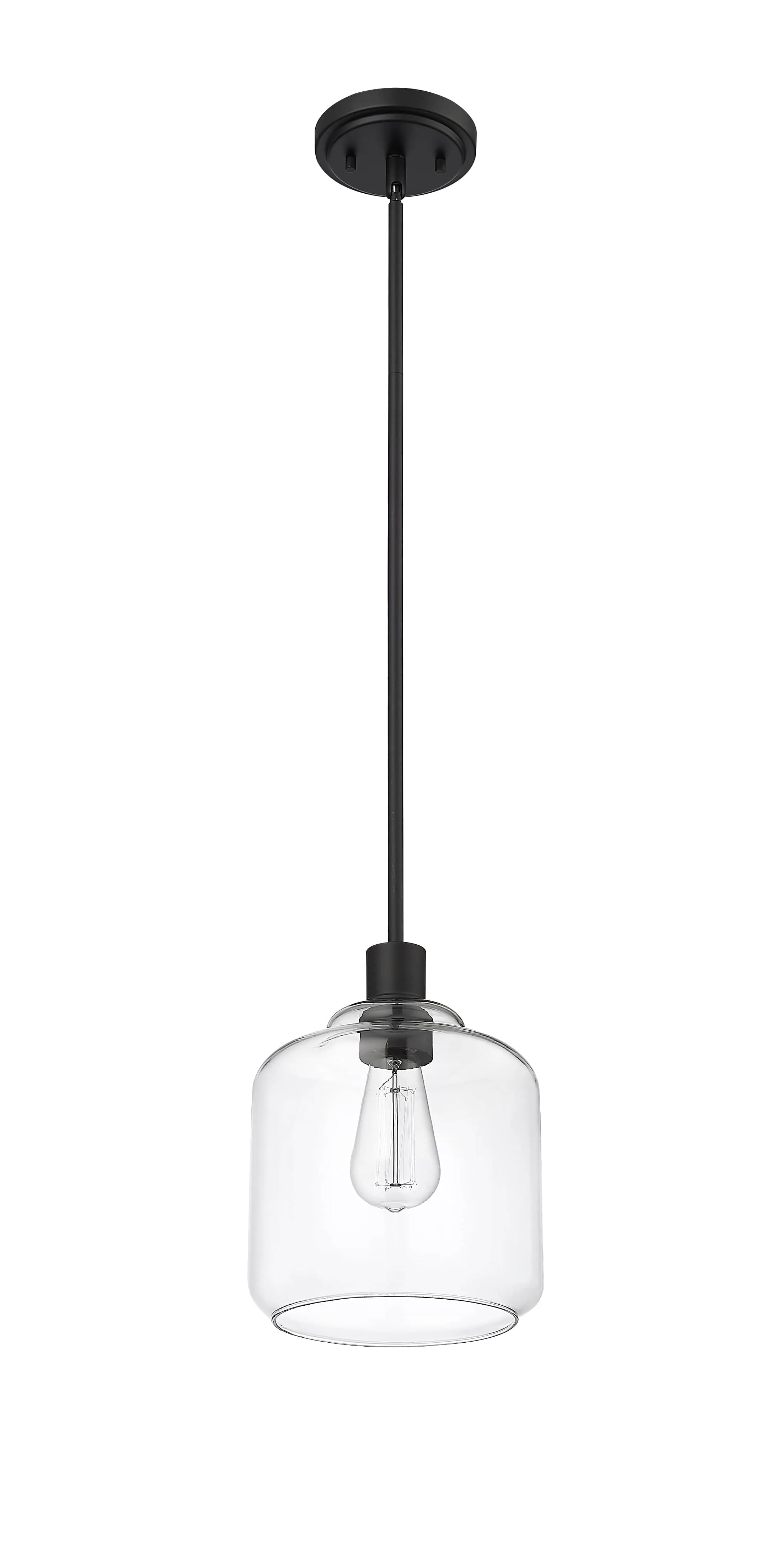 Asheville Mini-Pendant - Matte Black - Clear Glass - 8in. Diameter - E26 Medium Base