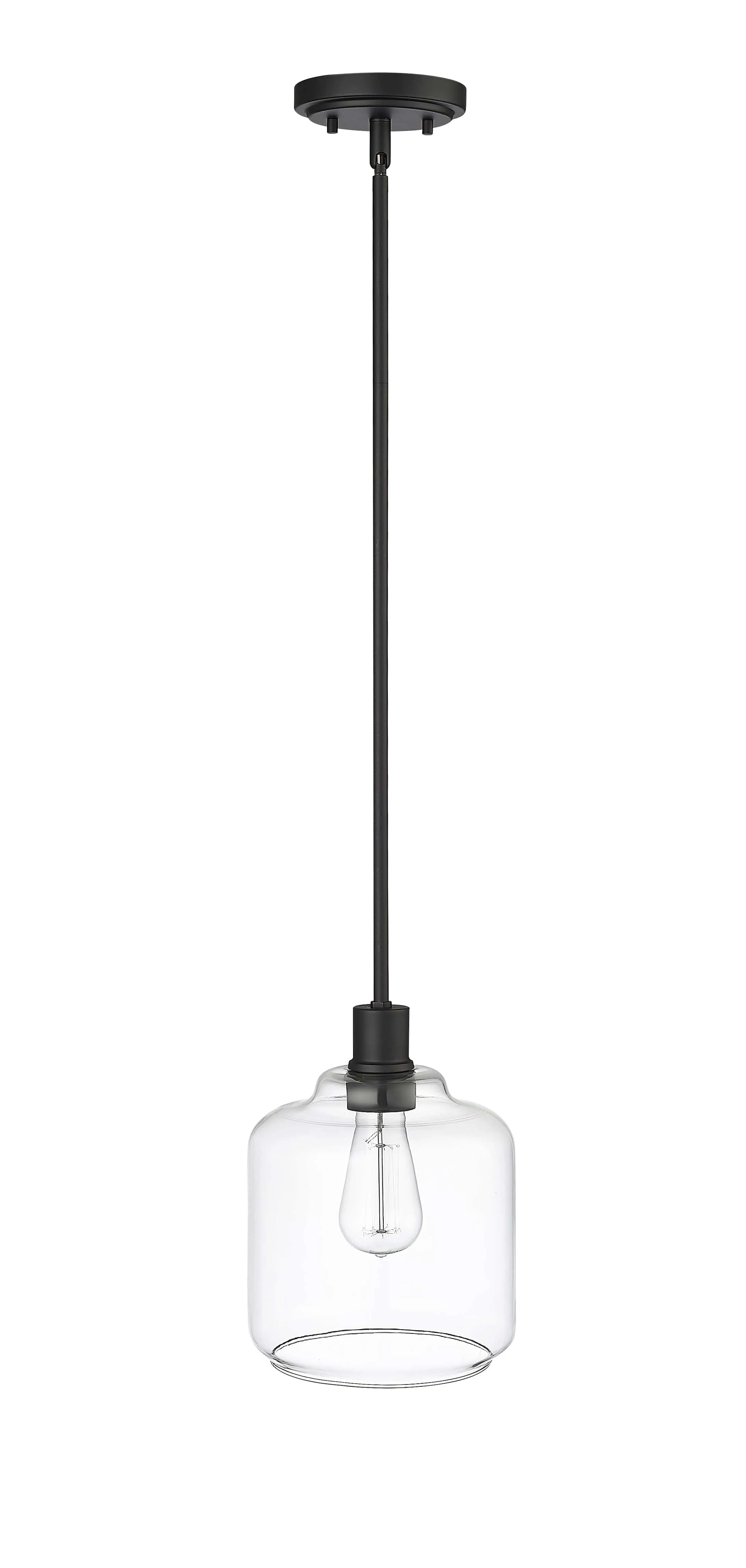 Asheville Mini-Pendant - Matte Black - Clear Glass - 8in. Diameter - E26 Medium Base