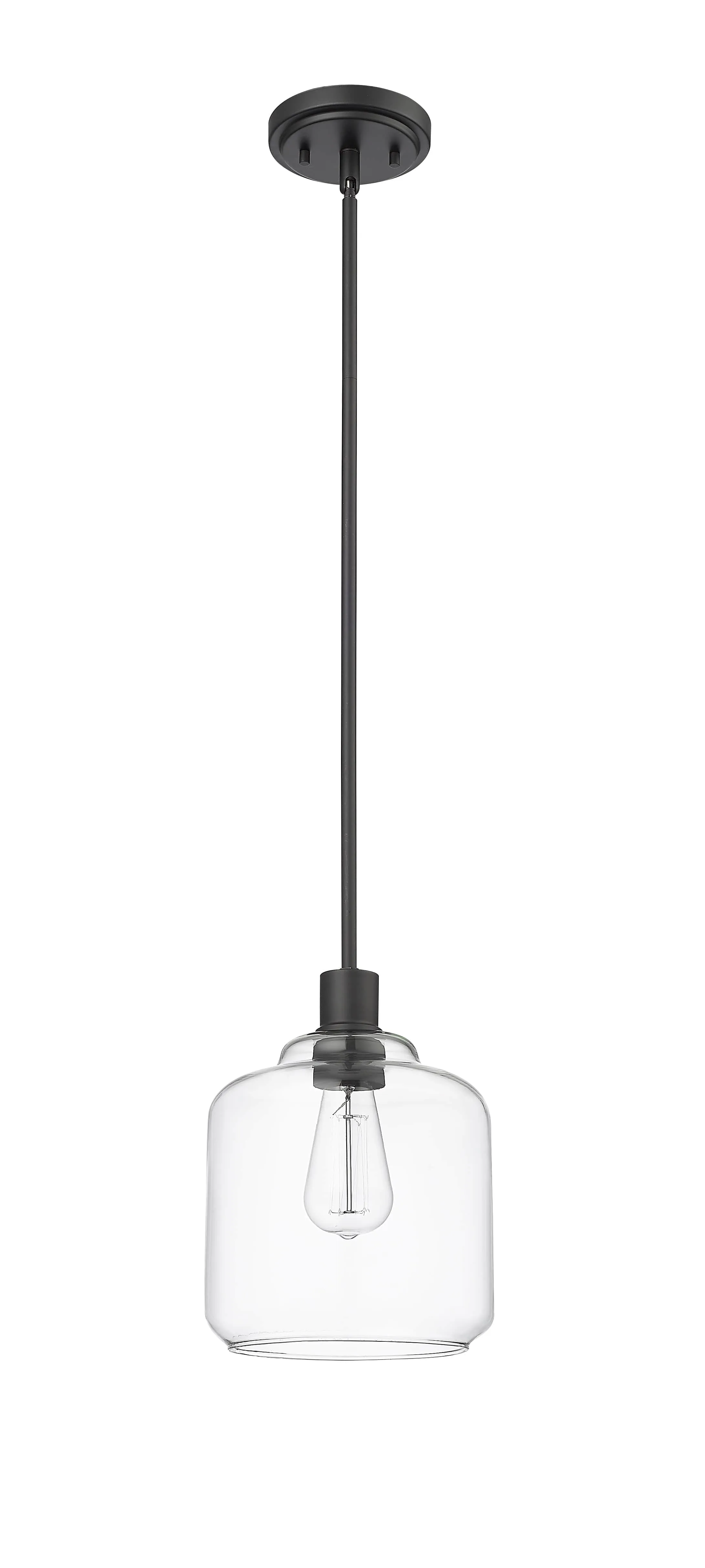 Asheville Mini-Pendant - Matte Black - Clear Glass - 8in. Diameter - E26 Medium Base