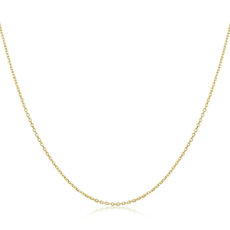 Authentic Gold Color 925 Sterling Silver Basic Cable Chain Necklace Pendant for Women Long Chain Fashion Jewelry