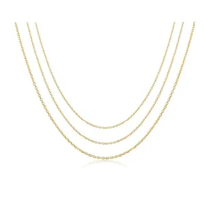 Authentic Gold Color 925 Sterling Silver Basic Cable Chain Necklace Pendant for Women Long Chain Fashion Jewelry