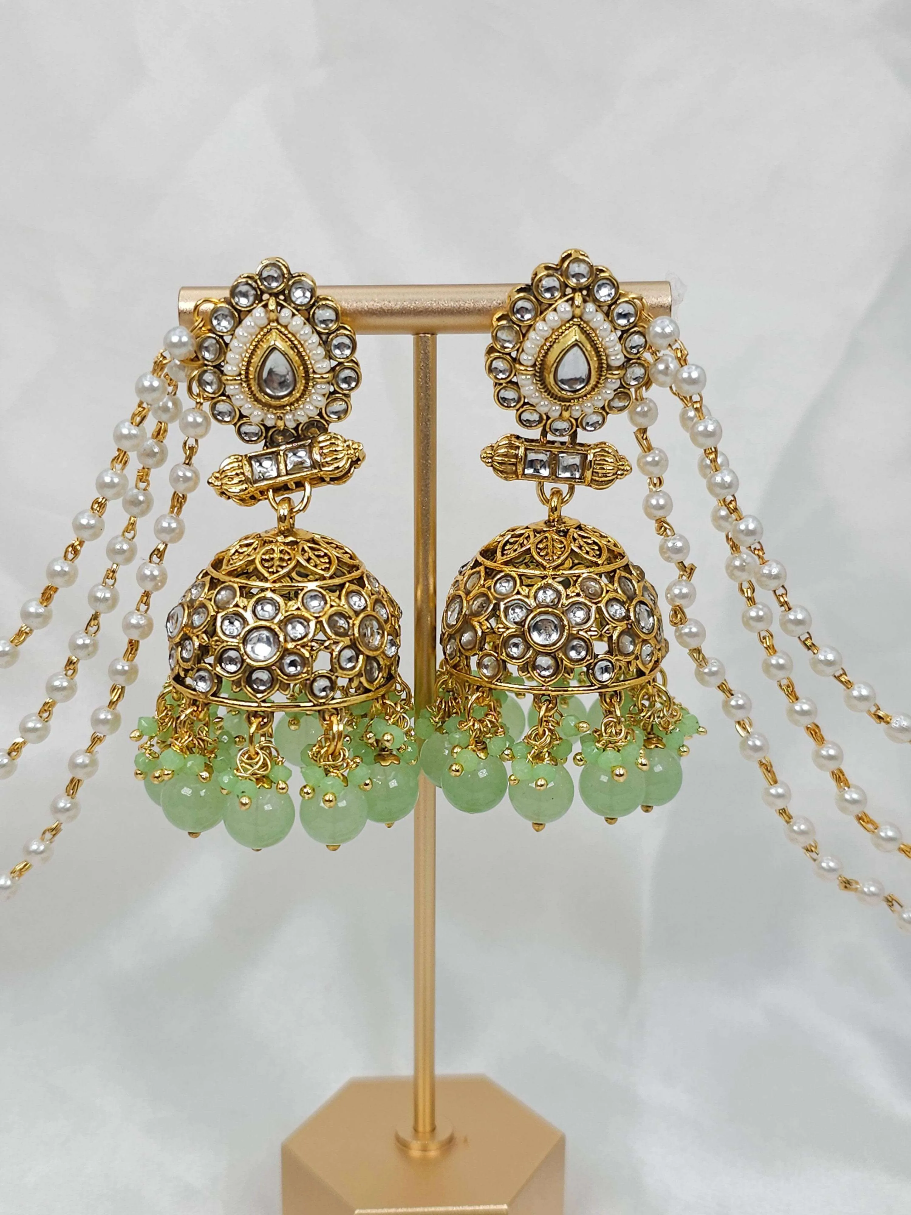 Ayna Kundan Jhumki Tikka Set