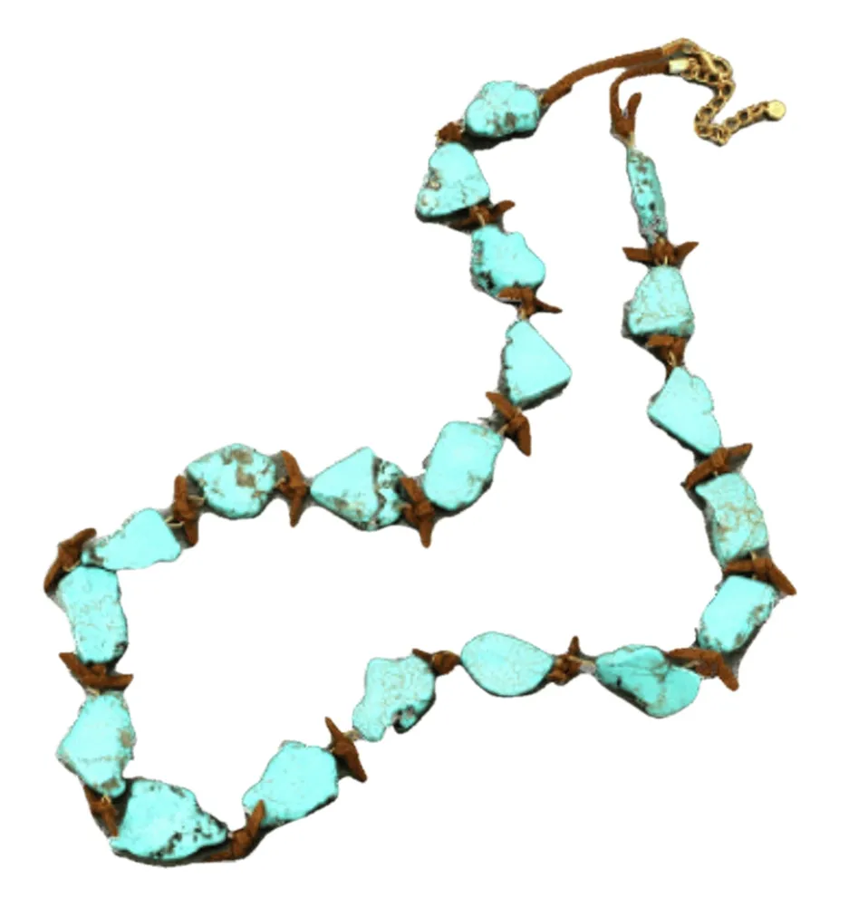 Aztec Vista Turquoise Chip Leather Necklace