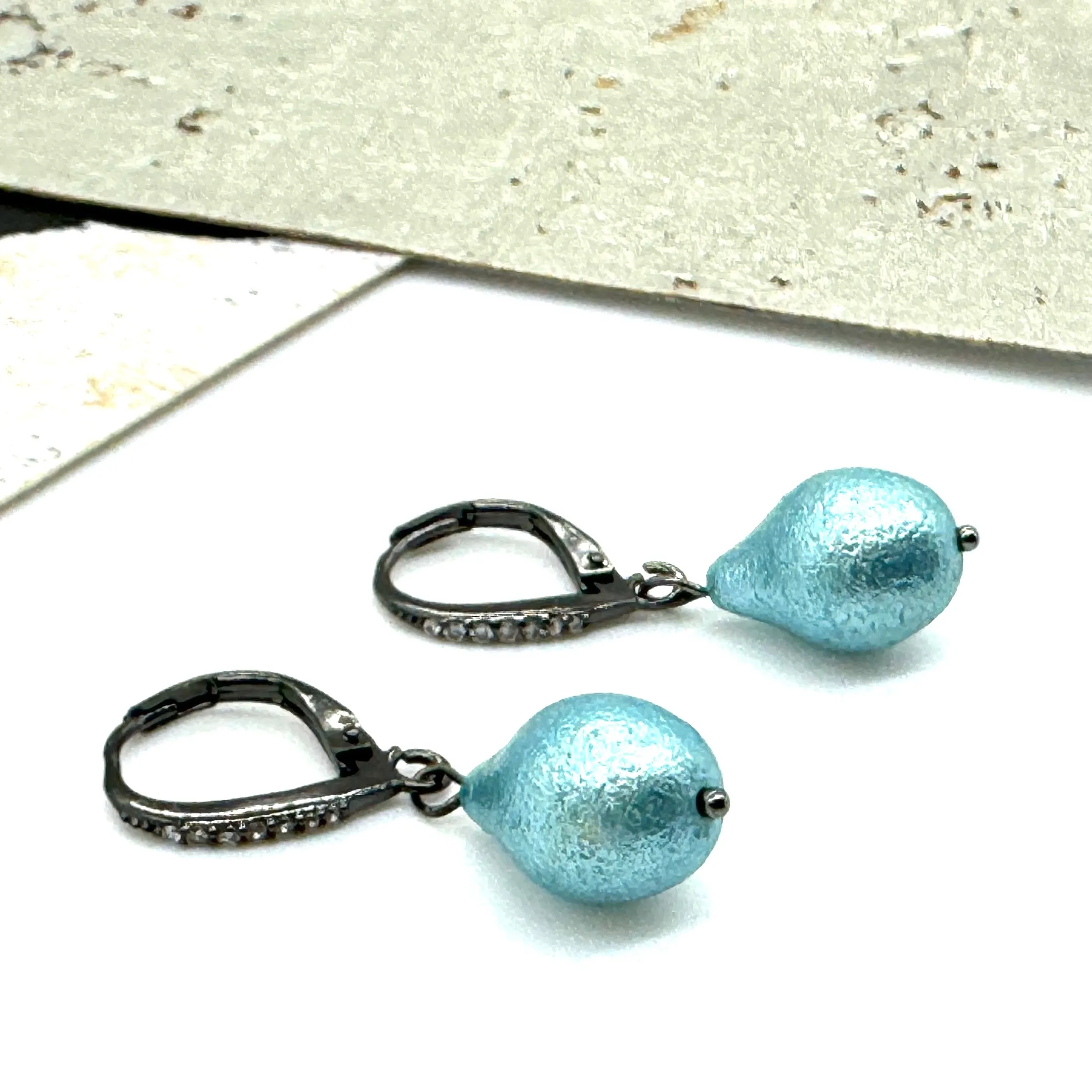 Baby Blue Pearl Drop Earrings