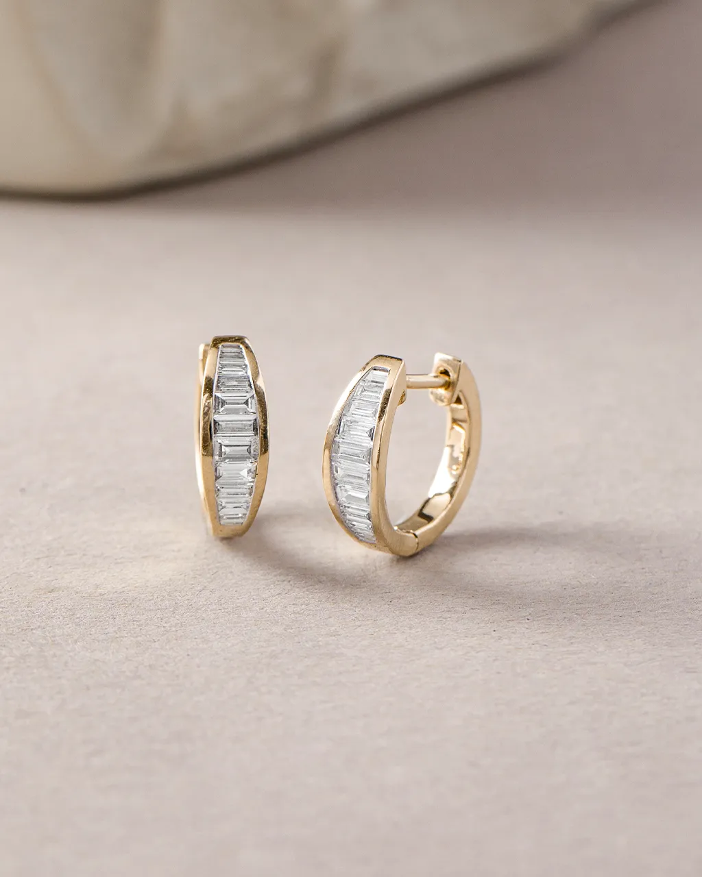 Baguette Diamond Hoops