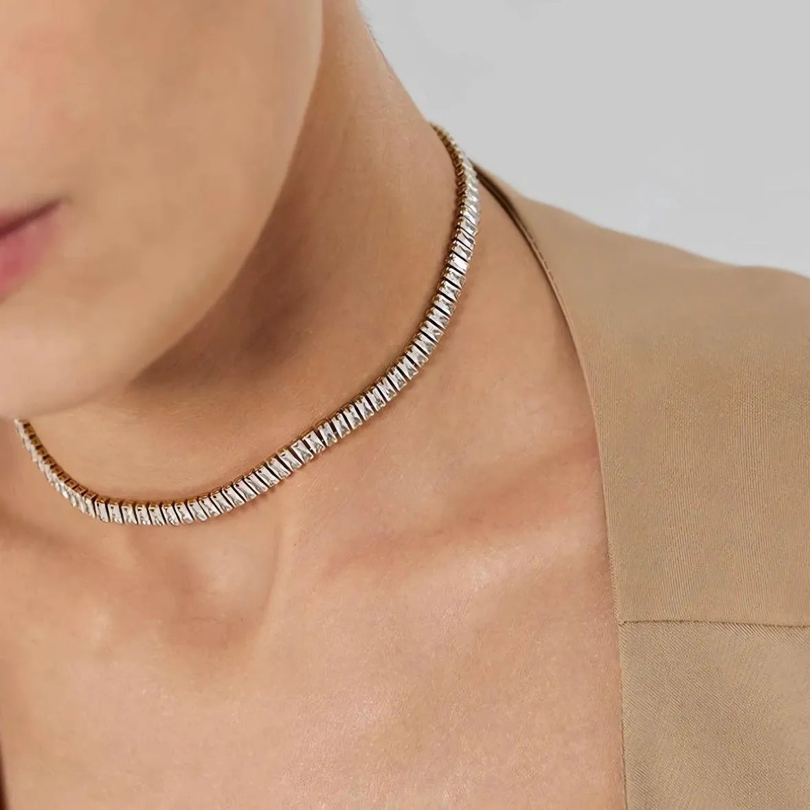 Baguette Tennis Choker Necklace