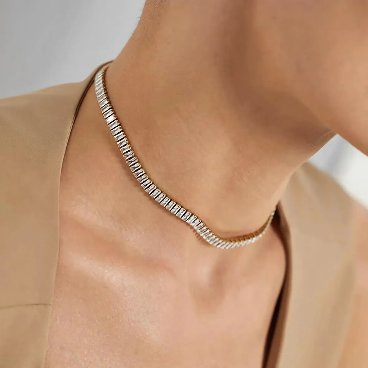 Baguette Tennis Choker Necklace