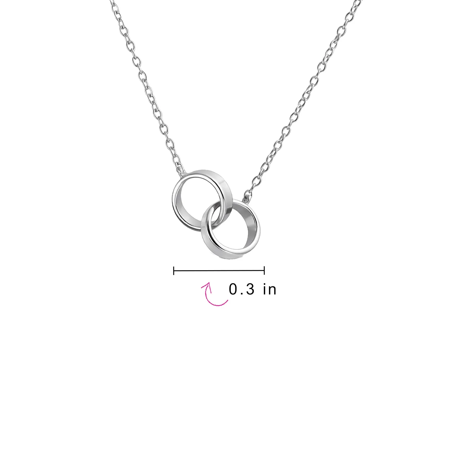 BFF Eternal Friendship Pendant Necklace with Double Infinity Interlocking Circles