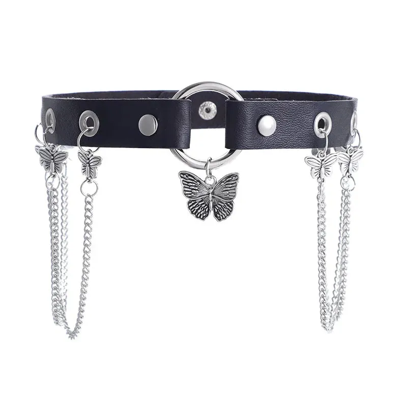 Black PU Leather Butterfly Choker