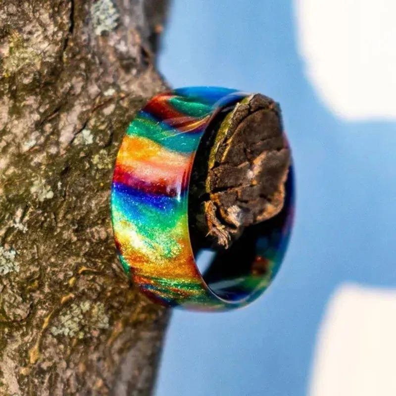 Bohemian Rainbow Resin Ring - Gradient Color