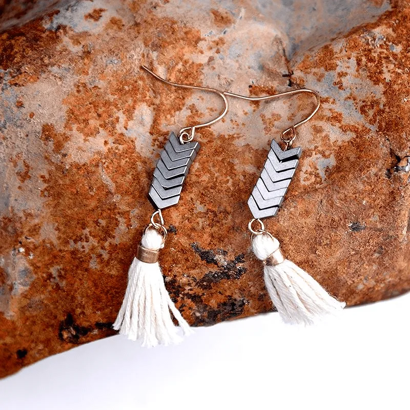 Bohemian Tassel Earrings with Natural Stones