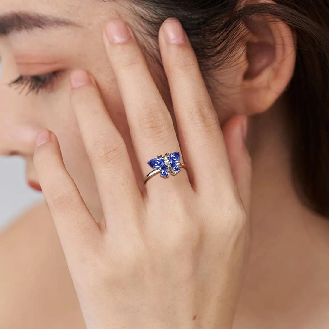 Butterfly Ring Band Birthstone December Tanzanite Women Girls Jewelry Birthday Gift