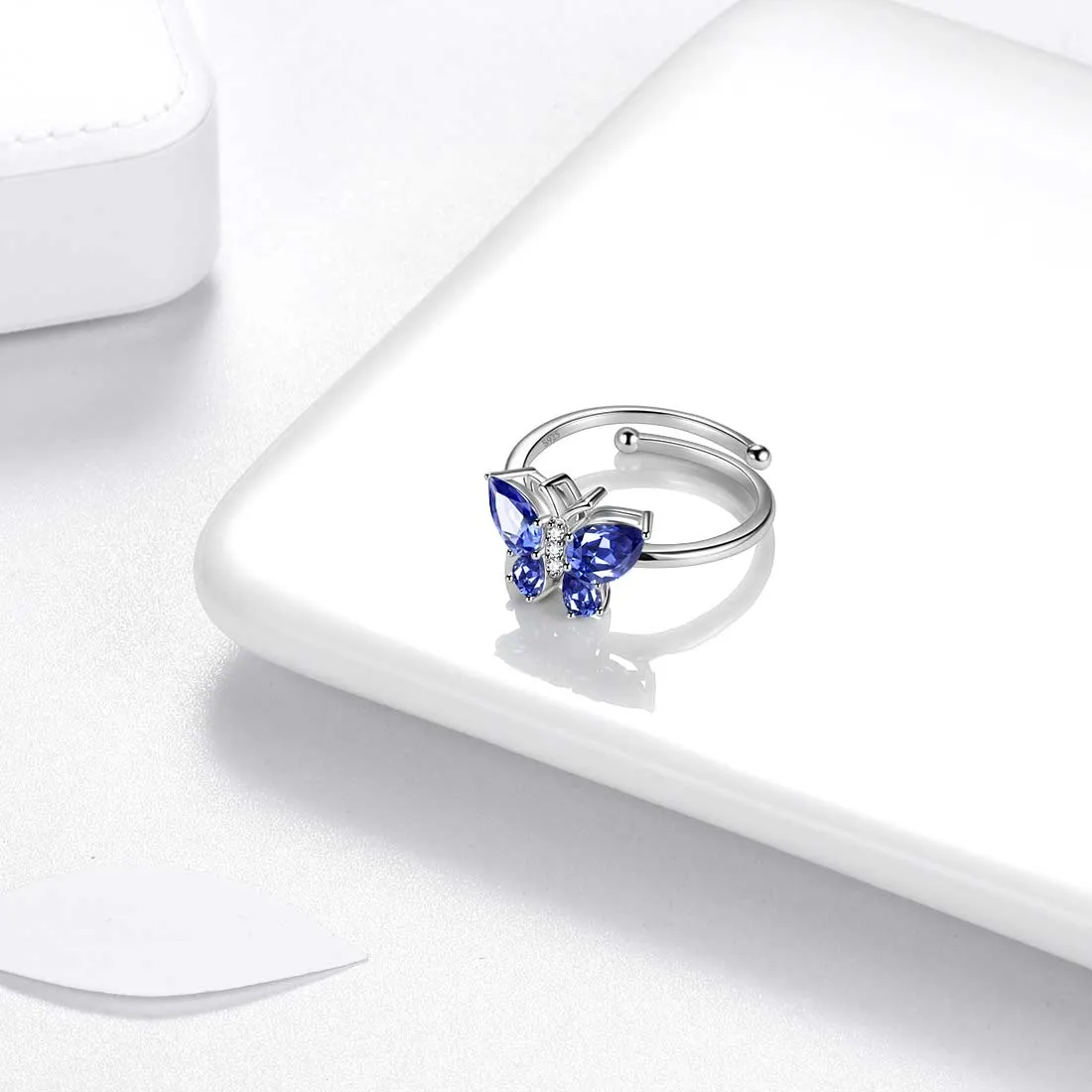 Butterfly Ring Band Birthstone December Tanzanite Women Girls Jewelry Birthday Gift