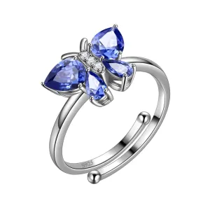 Butterfly Ring Band Birthstone December Tanzanite Women Girls Jewelry Birthday Gift