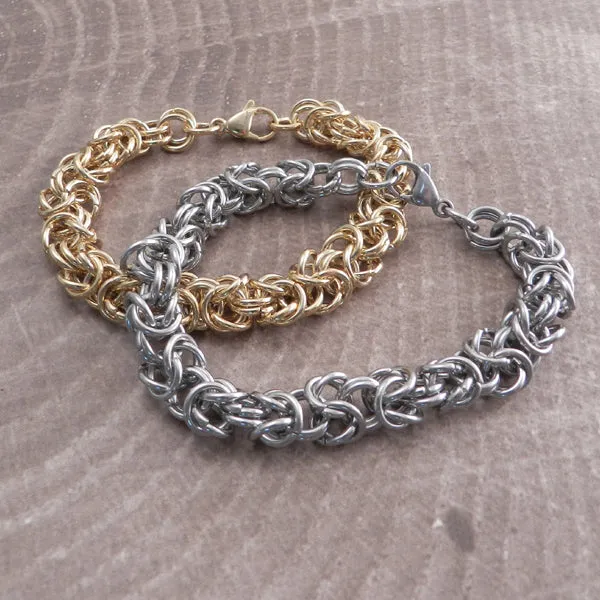 Byzantine Rope Chain Gold Stainless Steel Set