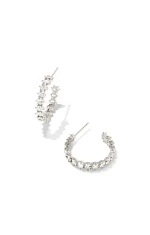 Cailin Crystal Hoop Earrings Rhodium Metal White Cz