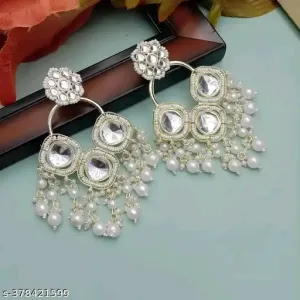 Casual Gold-Plated Chandelier Earrings with Pearls