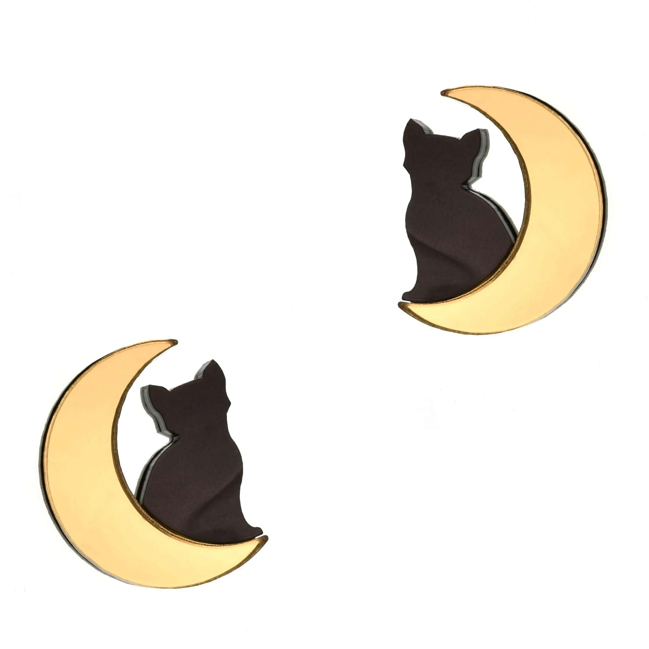 Cat in Moon Earrings by Vinca USA