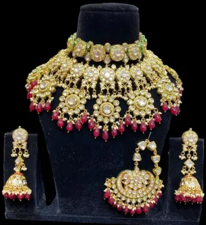 Chic Pink Gemstone Gold-Plated Jewelry Ensemble