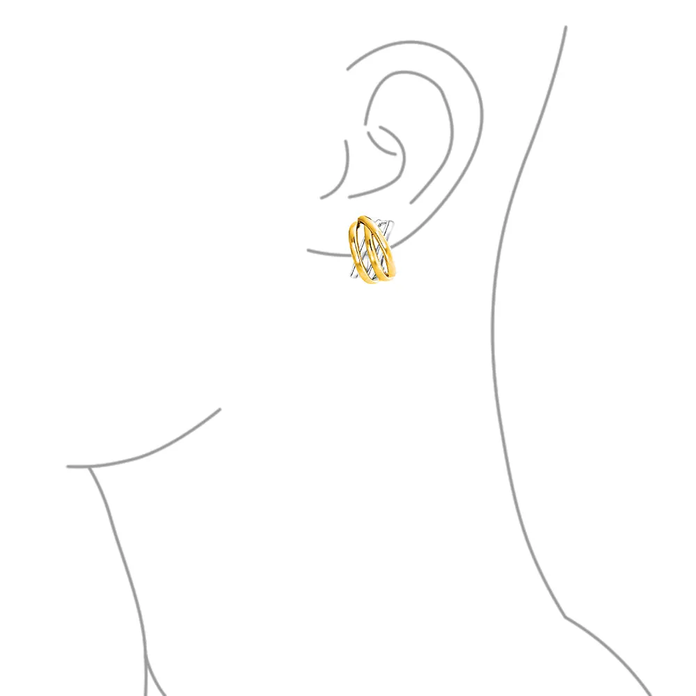 Classic Crystal Celtic Knot Clip-On Earrings Two Tone Non-Pierced 14K Gold Plated